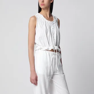 Dunst White perforated cotton tank top