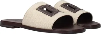 Dolce & Gabbana Fabric Logo Slippers - Beige