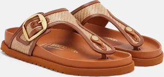 Birkenstock Gizeh leather-trimmed woven thong sandals