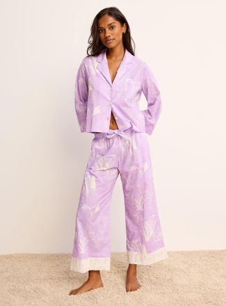 Desmond & Dempsey Temple Del Sol lilac pyjama set