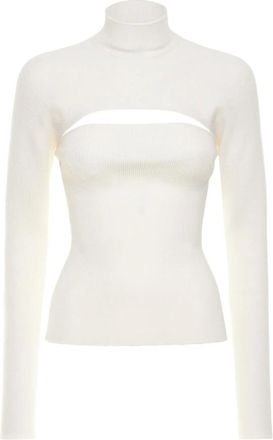 Tom Ford Truien & Vesten, Dames, Wit, S, Wol, Lange Mouw Sweater met Hoge Hals