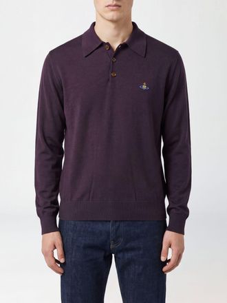 Vivienne Westwood Mark Long-Sleeved Wool Knit Polo Shirt with Embroidered Orb Logo