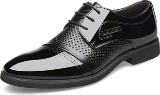 Generic Dress Shoes for Men Lace Up Round Toe Derby Shoes Crocodile Print Vegan Leather Block Heel Anti-Slip Non Slip Rubber Sole Low Top Wedding(Black Perfor