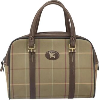Burberry Pre-owned Handbags, female, Beige, Size: ONE SIZE Pre-owned Plaid Boston Bag