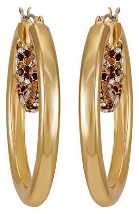 Vince Camuto Pav&eacute; Crystal Double Hoop Earrings in Gold Tone at Nordstrom Rack