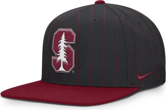Nike Stanford Primetime Pin Stripe 2-Tone Nike Mens Dri-FIT College Adjustable Hat in Black | NC12090NSDN-5YX