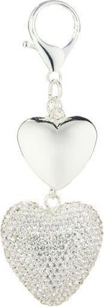 Leith Pav&eacute; Heart Bag Charm in Clear- Silver at Nordstrom Rack
