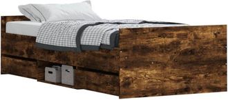 vidaXL Estructura de cama con cabecero piecero roble ahumado 90x190cm vidaXL