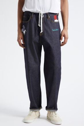 Undercover Embroidered Graphic Straight Leg Jeans in Indigo at Nordstrom, Size 4