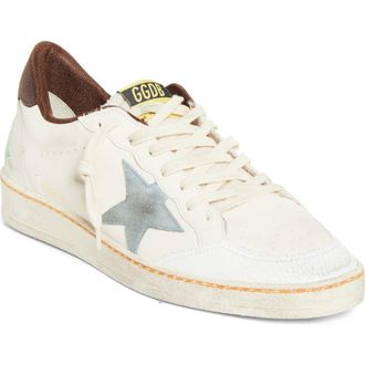 Golden Goose Ball Star Low Top Sneaker in White/silver Blue/brown at Nordstrom, Size 12Us