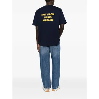 Dr&ocirc;le de Monsieur Logo-Embroidered Cotton T-Shirt - Navy