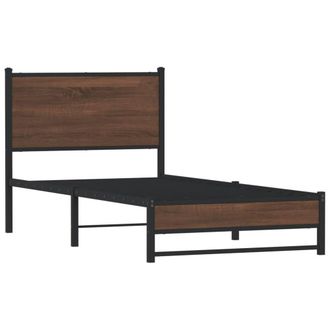 Berkfield Home Metal Bed Frame without Mattress Brown Oak 90x190 cm Single