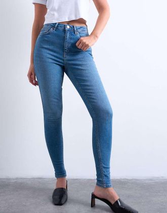 Topshop Jamie - Jeans skinny a vita alta blu medio