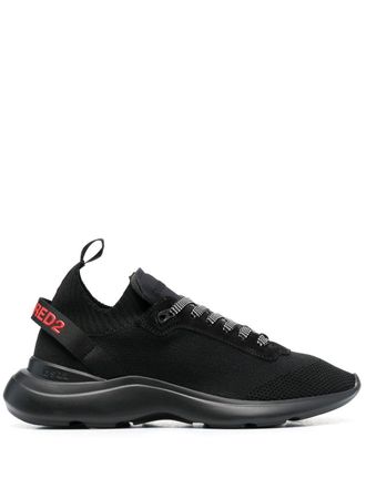 Dsquared2 Fly logo-print low-top sneakers - men - Fabric/Fabric/Calf Leather/Rubber/Calf Leather - 42 - Black