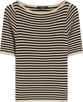 Max Mara Geribbelde Viscose Stretch T-shirt - Dames - T-shirts - Veelkleurig - M - Tops