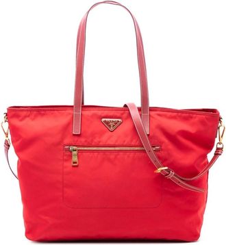 Prada Pre-owned Tote Bags, female, Red, Size: ONE SIZE Pre-owned Nylon Tote Bag