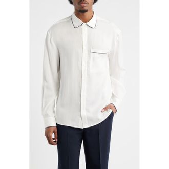 Krost Jordan Regular Fit Piping Button-Up Shirt in White at Nordstrom, Size X-Large