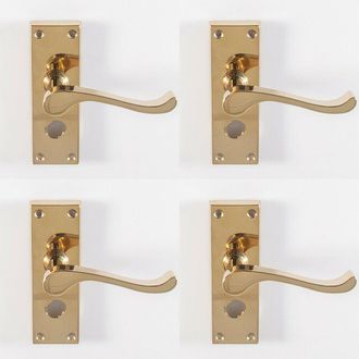 Loops 4x PAIR Victorian Scroll Handle on Bathroom Backplate 120 x 41mm Polished Brass in Metallics