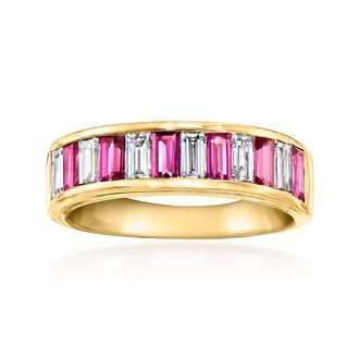 Ross-Simons Rhodolite Garnet and. Lab-Grown Diamond Ring in 18kt Gold Over Sterling