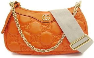 Gucci Pre-owned Cross Body Bags, female, Orange, Size: ONE SIZE Pre-owned Leather Cross Body Bag