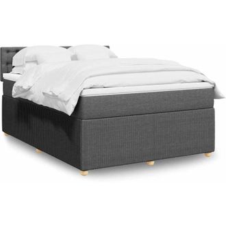 vidaXL Cama Box Spring Con Colch&oacute;n Tela Gris Oscuro 140x200 Cm Vidaxl