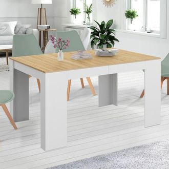 IDMarket Consolle allungabile orlando 6 posti 140 cm legno bianco e faggio impiallacciato