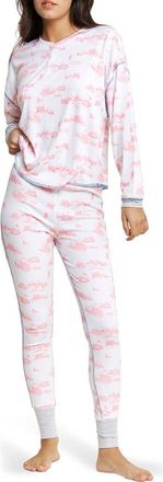 Honeydew Intimates Cuddle Crew Pajamas in White/Pink Cabin Toile at Nordstrom, Size X-Small