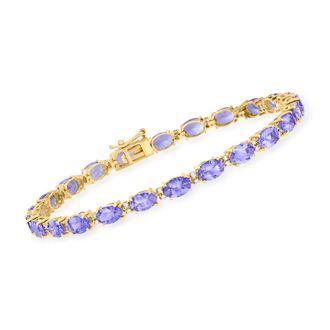 Ross-Simons Tanzanite and. Diamond Tennis Bracelet in 14kt Yellow Gold