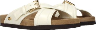 Valentino Garavani Womens Beige Leather Slippers