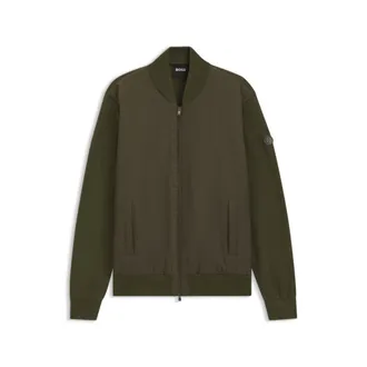 BOSS Cotton-knit hybrid jacket with bomber collar