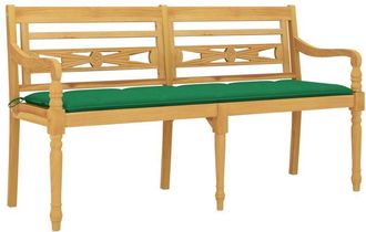 vidaXL Vidaxl - Banco Batavia Con Coj&iacute;n Verde Madera Maciza De Teca 150 Cm