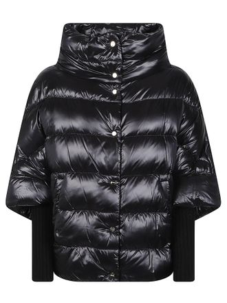 Herno Ultralight Quilted Layered High-Collar Long Down Jacket