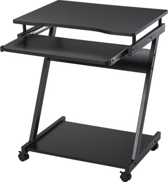 Carter's Movable Computer Desk with 4 Moving Wheels Sliding Keyboard Tray Home Office Workstation - Black - CARTER | TJ Hughes