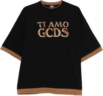 GCDS Leopard-print Trim T-shirt