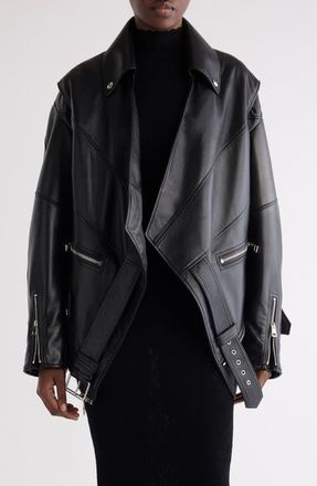 Givenchy Upside Down Leather Jacket in Black at Nordstrom, Size 10 Us