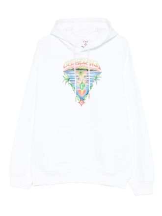 Casablanca graphic hooded sweater - men - Organic Cotton - L - White