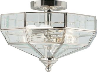 Loops 2 Bulb Semi Flush Light Highly Polished Nickel Finish LED E27 60W Bulb