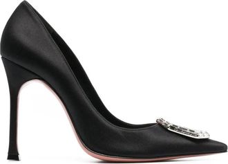 Amina Muaddi Camelia Pump 105 - Dames - Pumps - Zwart - 40 EU - Leer - Schoenen