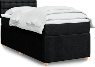 vidaXL Cama Box Spring Con Colch&oacute;n Tela Negro 90x190 Cm Vidaxl