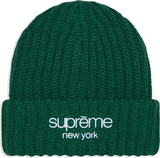SUPREME Berretto chunky a coste con logo - Verde