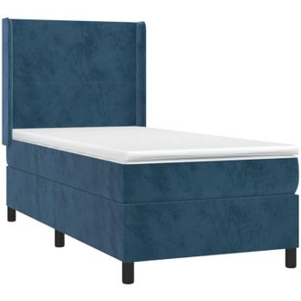 vidaXL Vidaxl - Cama Box Spring Colch&oacute;n Y Led Terciopelo Azul Oscuro 90x200 Cm