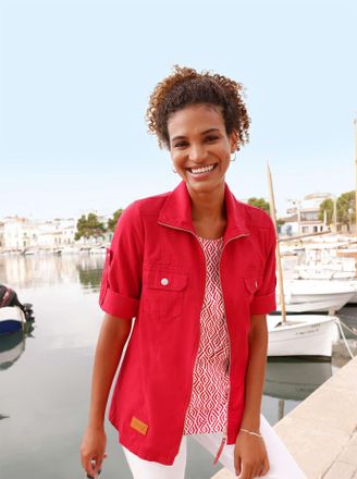 Casual Looks Blusenjacke CASUAL LOOKS, Damen, Gr. 36, rot, 100% Baumwolle, Jacken Blusenjacke