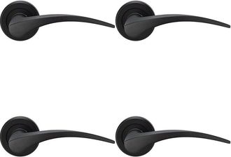 Loops 4x PAIR Arched Tapered Handle on Round Rose Concealed Fix Matt Black Finish