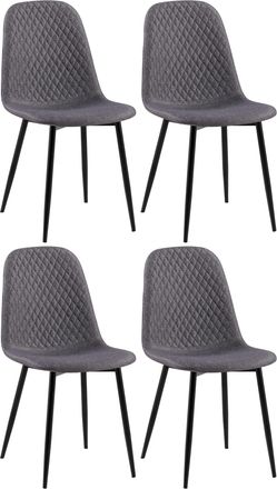 Clp Clp - Set De 4 Sillas De Comedor Giverny En Tela O Terciopelo Gris Oscuro Tela