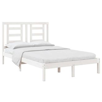 Berkfield Home Beautiful Bed Frame White Solid Wood Pine 120x200 cm | Size: Small Double