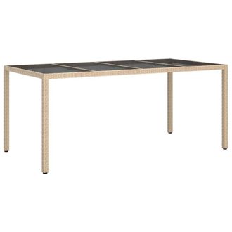 Berkfield Home Garden Dining Table Beige 190x90x75 cm Poly Rattan | Size: 190 x 90 x 75 cm