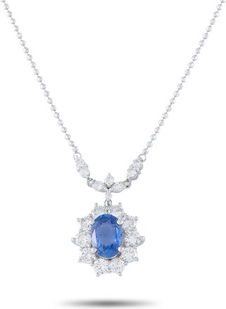 Luxury Bazaar Platinum 2.50ct Diamond and Sapphire Necklace MF09-100826