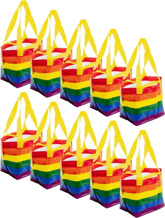 Generic STORSTOMMA Small Rainbow Striped Pride Bags, Polypropylene, 27x27cm - Set of 10
