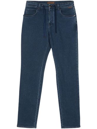Corneliani drawstring straight-leg jeans - men - Polyester/Cotton/Elastane/Polyester/Cotton - 30 - Blue