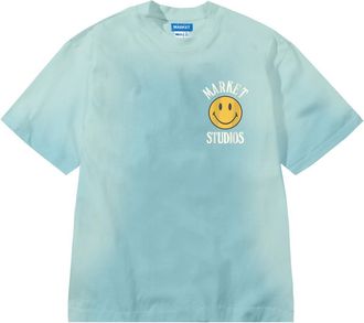 Market Mens Smiley Upside Down Lockup T-Shirt In Retro Blue